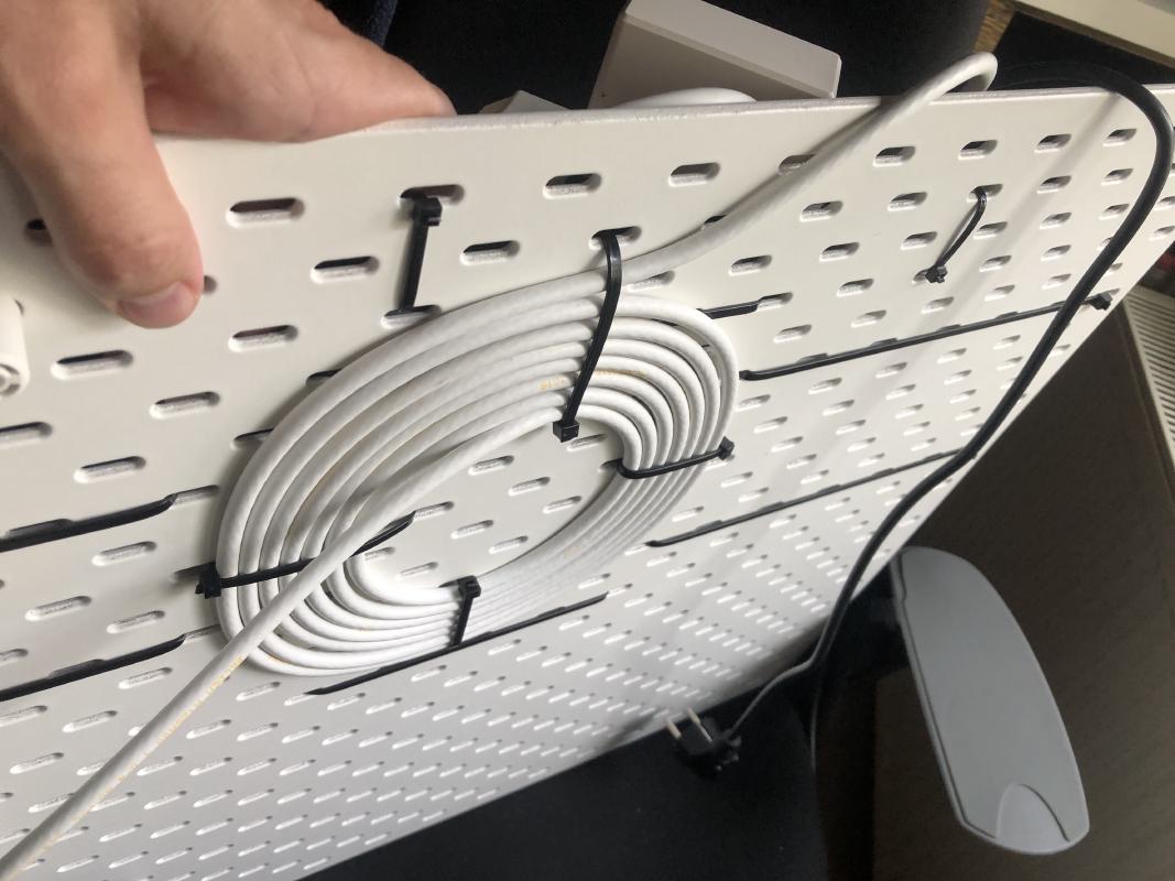 Managing the coax cable like this feels so wrong, and yet it works fine.